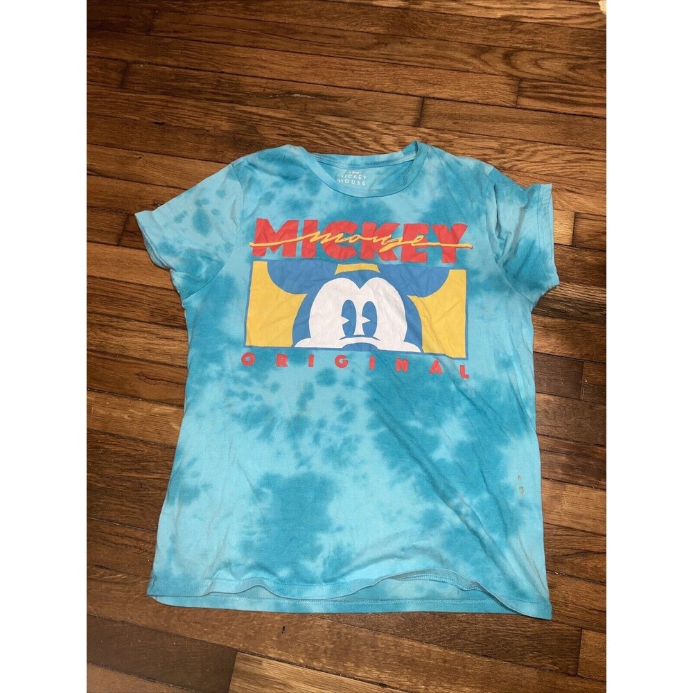 Disney Mickey Mouse Original T shirt blue Turquoise Tie Dye Large 42/44